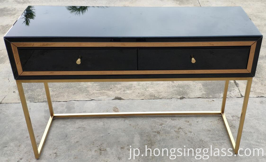 Black Gold 2 Drawe Dressing Table Metal Leg